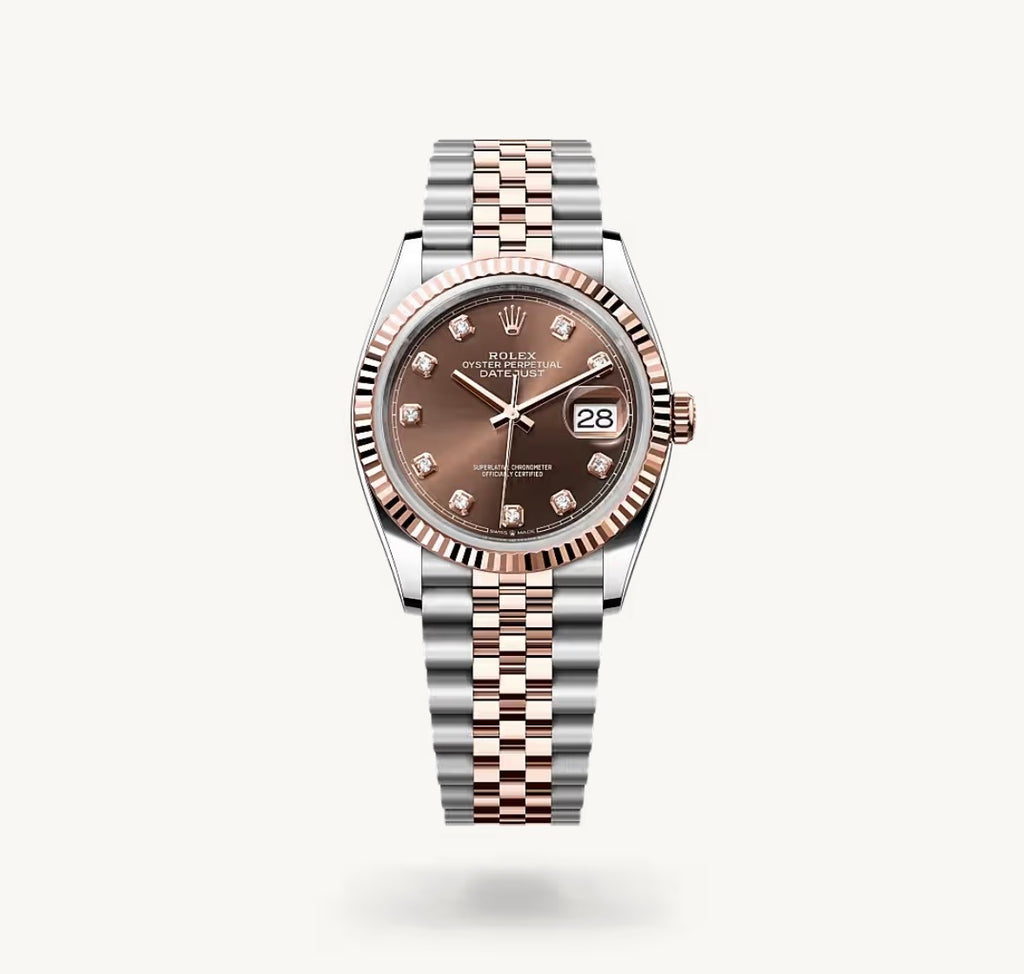 Roli Datejust, Everose/Stahl, Schoko mit Diamanten
