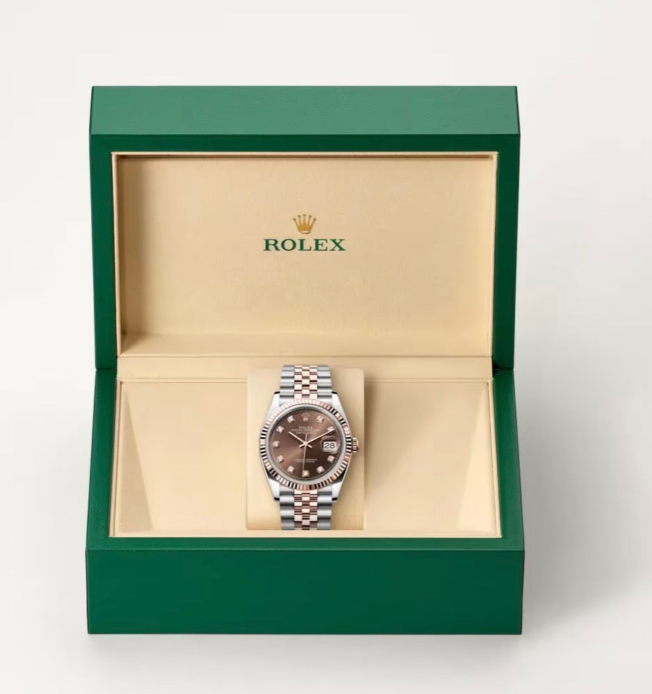 Roli Datejust, Everose/Stahl, Schoko mit Diamanten