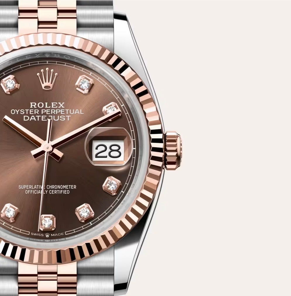 Roli Datejust, Everose/Stahl, Schoko mit Diamanten