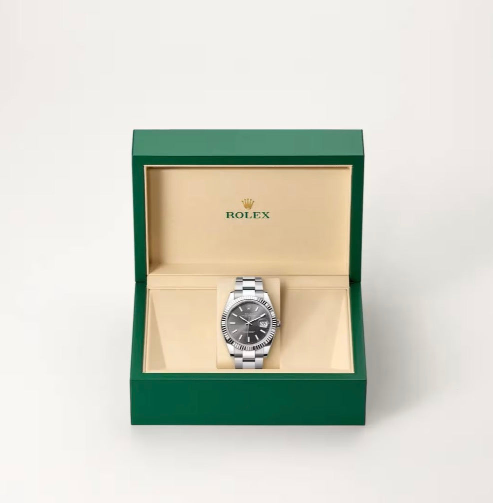 Roli Datejust, Schiefergrau, Oyster-Band