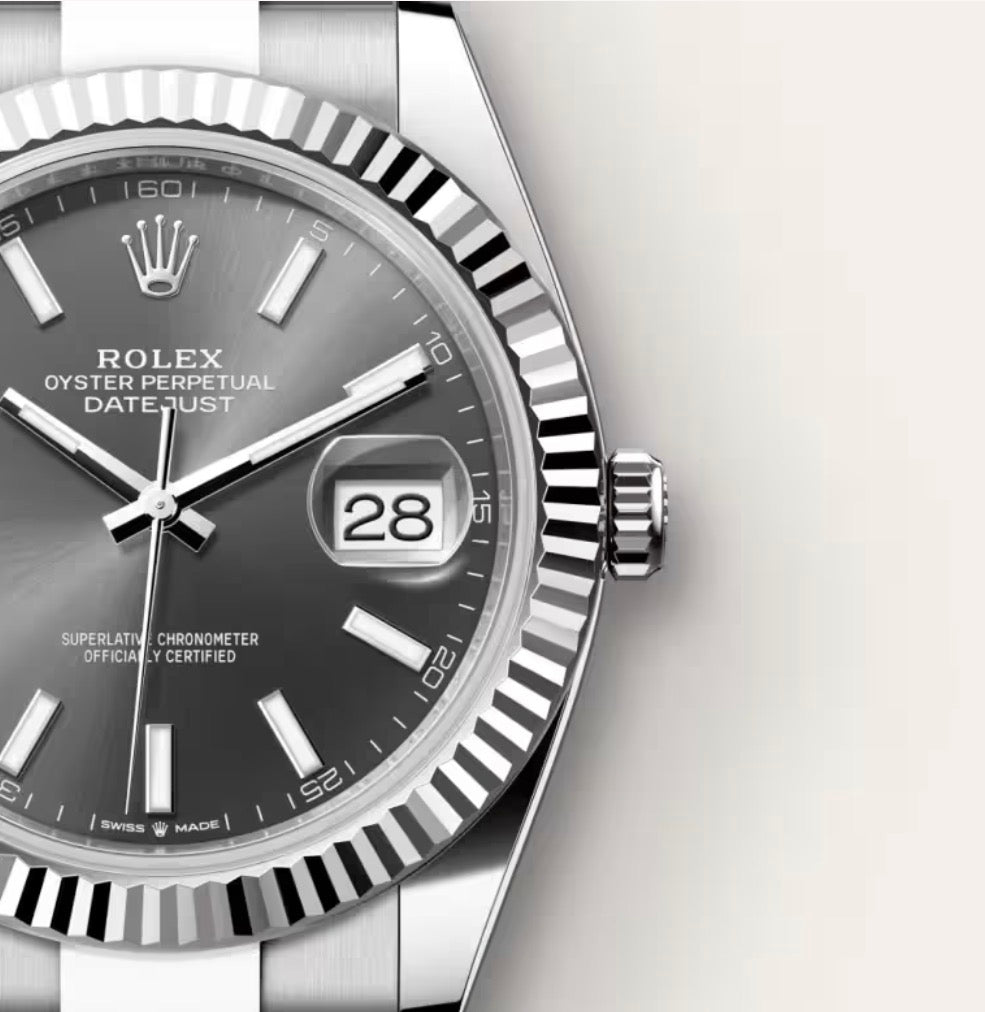 Roli Datejust, Schiefergrau, Oyster-Band