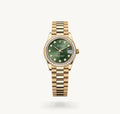 Roli Lady-Datejust, Gelbgold, grün mit Diamanten