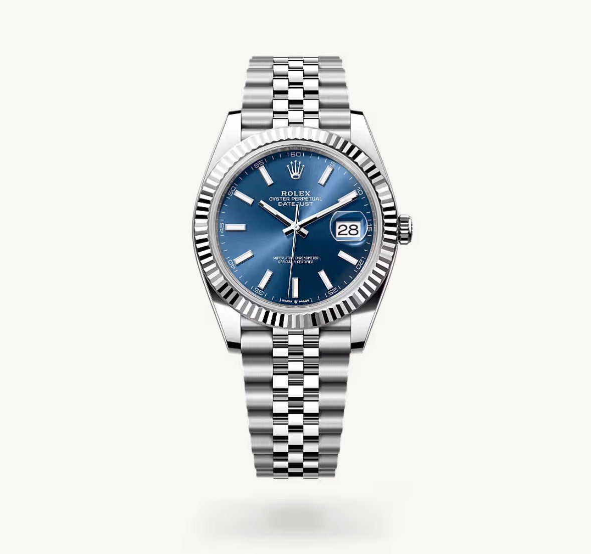 Roli Datejust, blau, Jubilé-Band