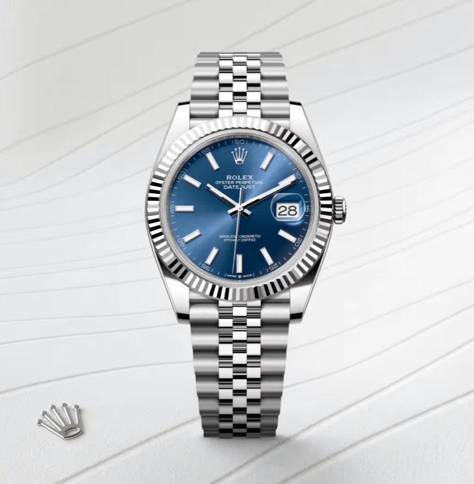 Roli Datejust, blau, Jubilé-Band