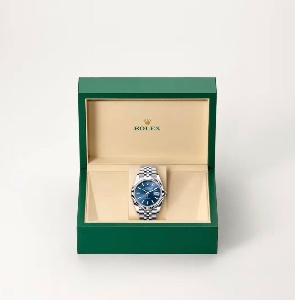 Roli Datejust, blau, Jubilé-Band