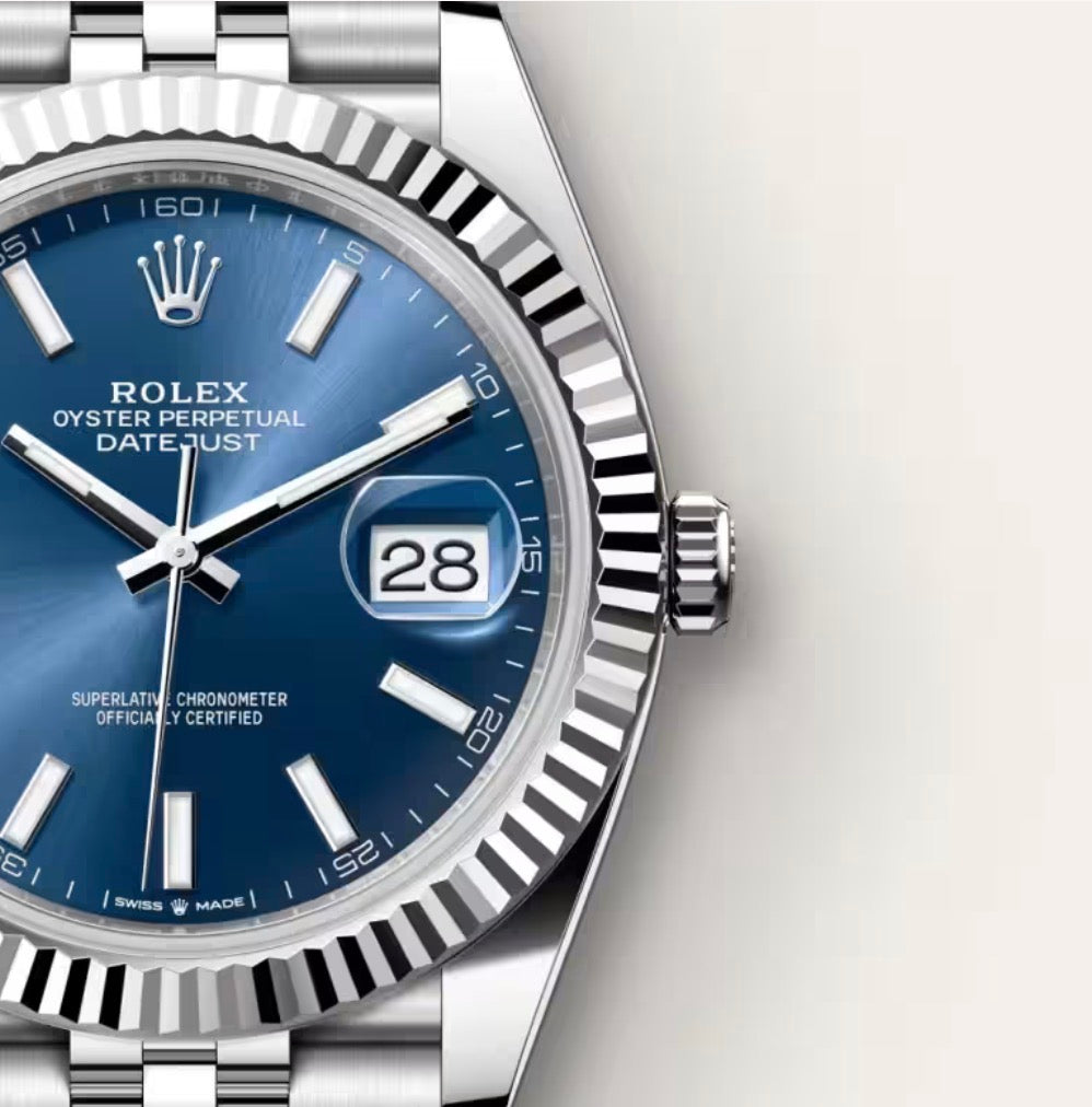 Roli Datejust, blau, Jubilé-Band