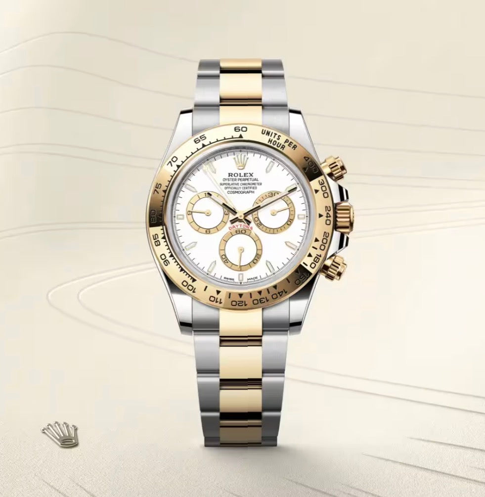 Roli Cosmograph Daytona, Stahl/Gelbgold, weiß
