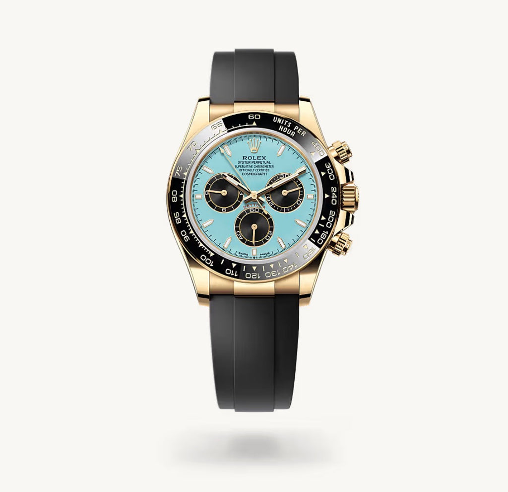 Roli Cosmograph Daytona, Gelbgold, eisblau, Oysterflex-Kautschukband