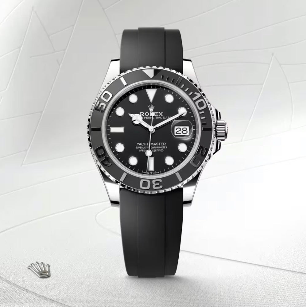 Roli Yacht-Master 42, schwarz, Oysterflex-Kautschukband