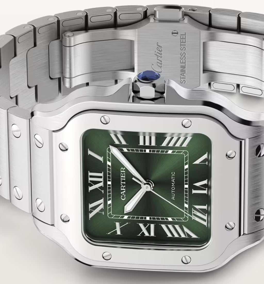 Crtr Santos, Stahl, grünes Zifferblatt