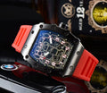 RM – Gehäuse Schwarz, Silikonband Rot